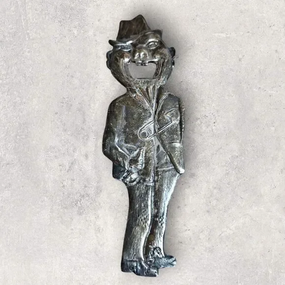 Antique 1930s Brass Tramp Bottle Opener Heavy Solid 8" Barware Double Sided Vntg - Picture 2 of 5